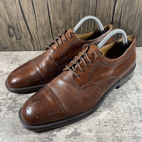 Mezlan Vicente Cap-Toe Brogue Oxford Brown Leather Men's Shoes Size 9.5 EUC - Picture 2 of 9